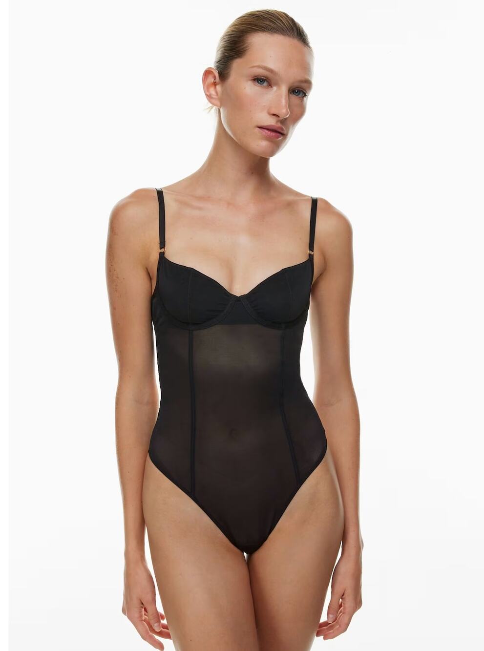 Aritzia Foyer Bodysuit Mesh Black Size S
